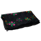 Net Fabric with Applique Work- Black